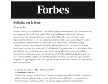 FORBES - BOLLICINE PER LE FESTE: 2° POSTO IN CLASSIFICA